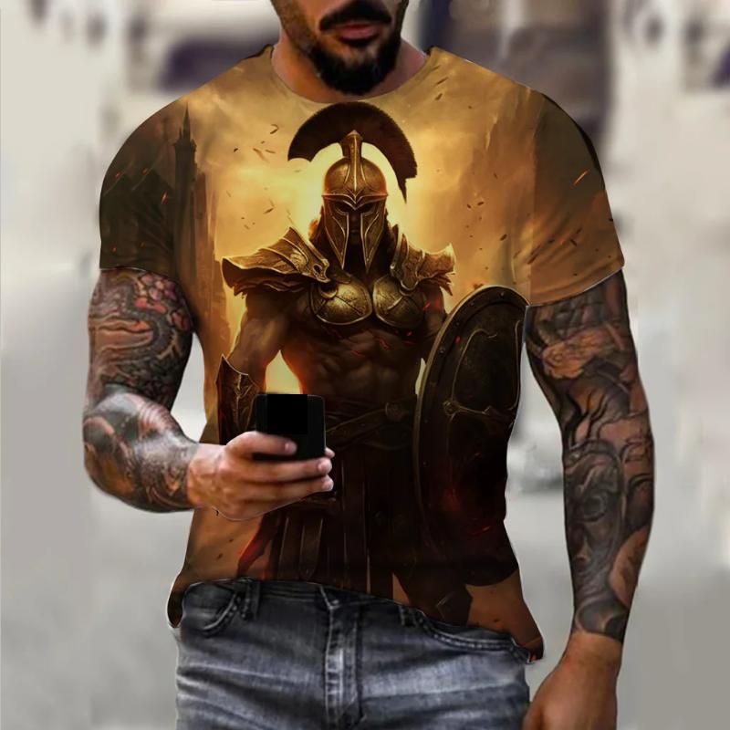 Винтажные спартанские футболки с 3D принтом и графикой для мужчин, футболки с короткими рукавами, модная уличная одежда больших размеров, мужская повседневная одежда