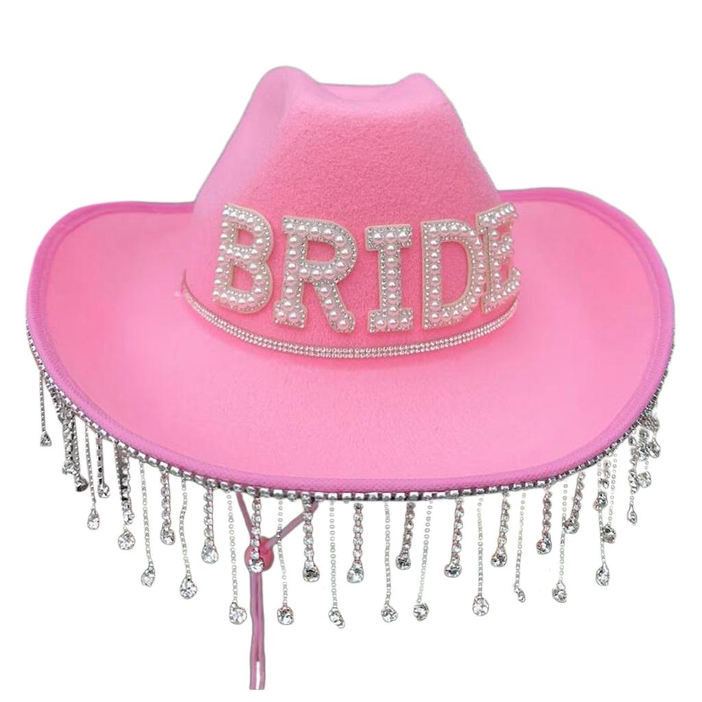 Bride Cowboy Hat Bachelorette Party Hat Bridal Party Hat Tassel Cowboy Hat Mrs Hat Bride Hat Tassel Cowgirl Hat