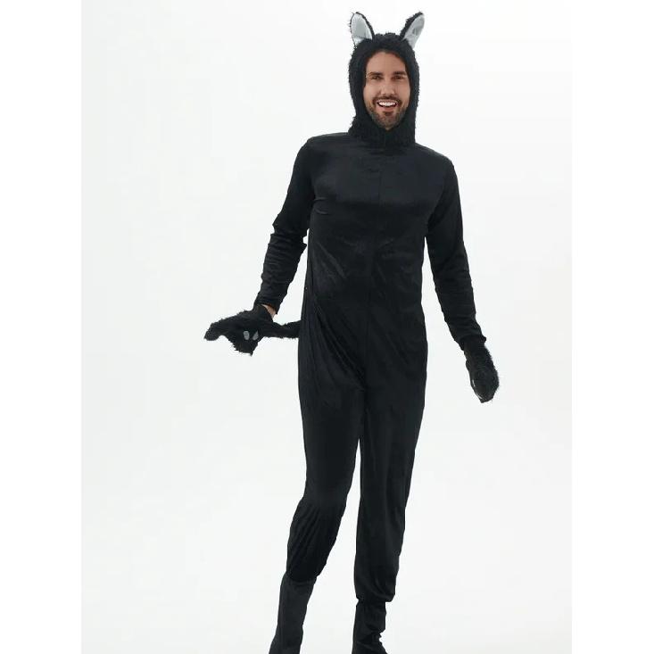 Adult Cosplay Black Cat Costume Animal Onesie Suitable for Halloween Party Dance Jumpsuits Costumes Props Suit Woman Men