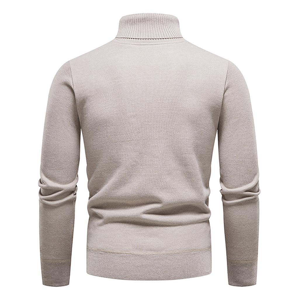 Men's Autumn And Winter Casual Knitted Solid Color Decorative Pattern Sweater