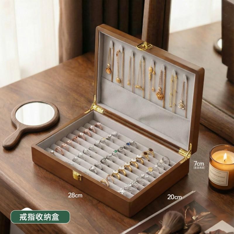 Solid Wood Jewelry Box Vintage Style Organizer Earrings Rings Necklaces Bracelets