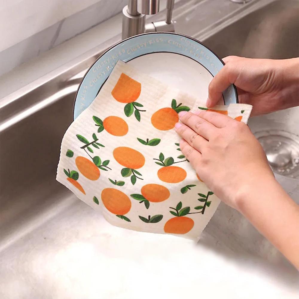 1 шт. многоразовая губка для мытья посуды кухонная напечатанная впитывающая тряпка для мытья посуды целлюлозные салфетки для уборки