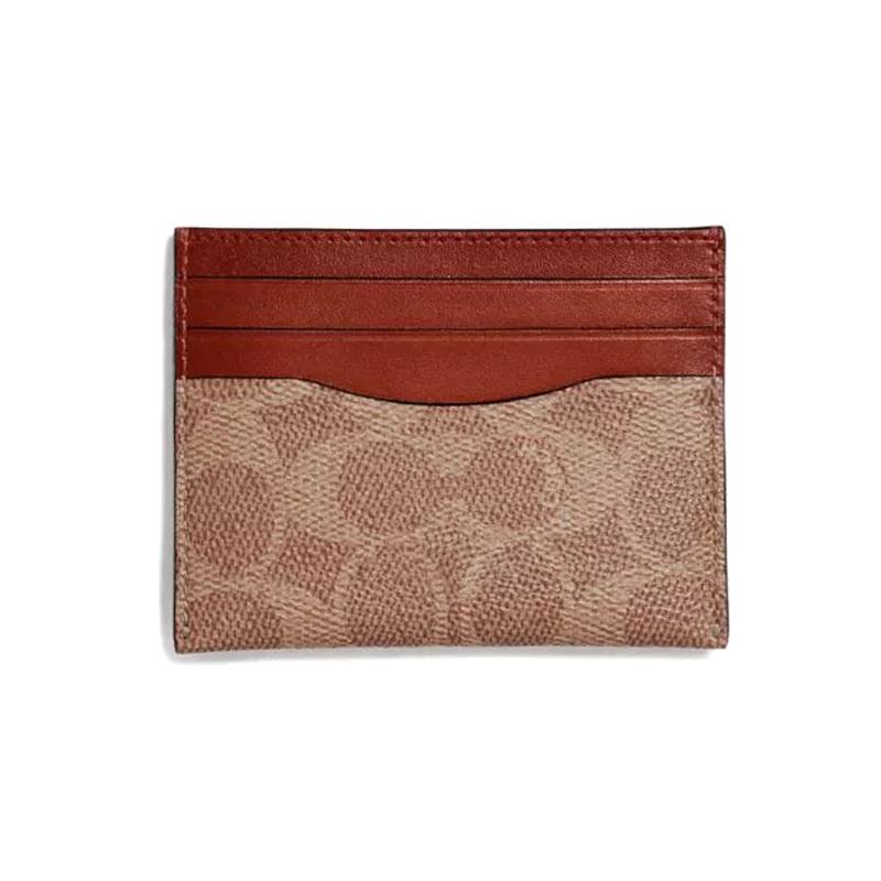 Coach Визитница Signature Storage Искусственная кожа и Коровья кожа Визитница Мужская Коричневый/Ржавый