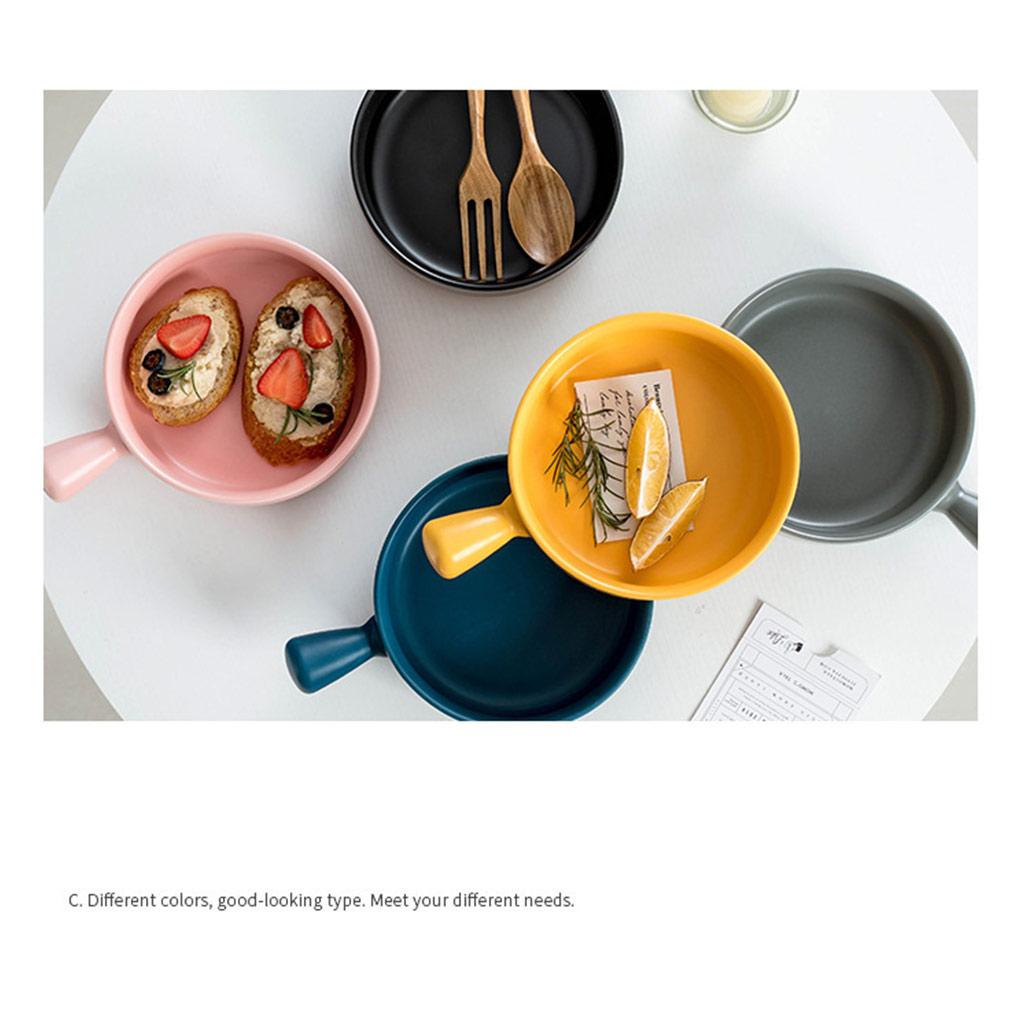 Керамическая салатница с ручкой, однотонная, очаровательная, моющаяся, милая, для дома, завтрака, ужина, супа, фруктов, столовая посуда
