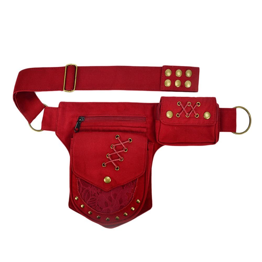 Fashion Cotton Belt Waist Packs Adjustable Strap Multi-functional Phone Pouch Vintage Travel Crossbody Bag Outdoor