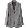 Spring Swing Houndstooth Wool Small Suit Jacket for Women Mid-length Japanese Style Slim Temperament Suit Top