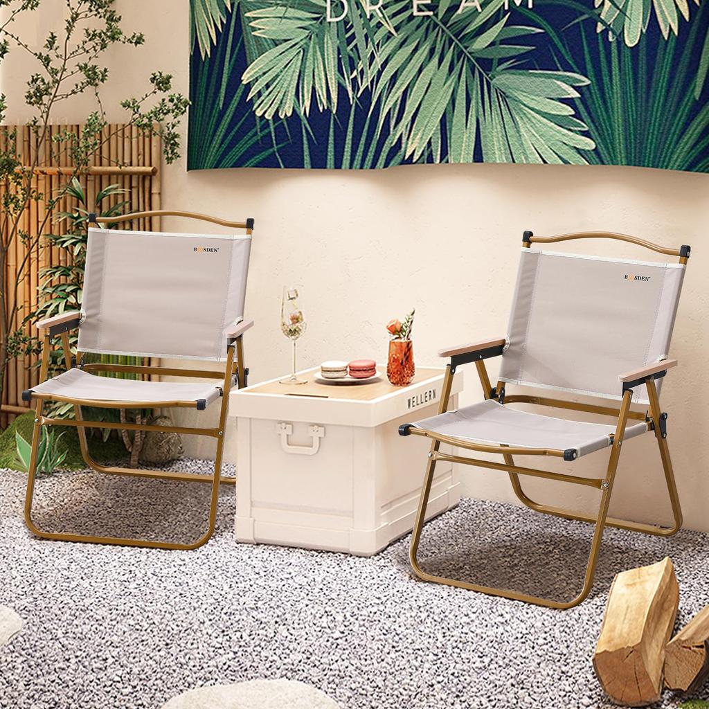 BOOSDEN Camping Outdoor Load Capacity Kermit Folding Easy To Outdoor Folding Low Khaki Chair, Chair, 150KG, Chair, Chair, Lightweight, Carry,