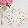 Fabric Placemat, with Hollow Embroidery Round Coasters, Foldable Protection from Heat Stains And Scratches Table Mat for Kitchen