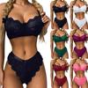 Женская мода, однотонный сексуальный кружевной костюм из двух предметов, сексуальное нижнее белье, трусики