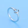 New 925 Sterling Silver Women Ring Fashion Crescent Bend Zircon Index Finger Adjustable Rings Jewelry Anniversary Gift