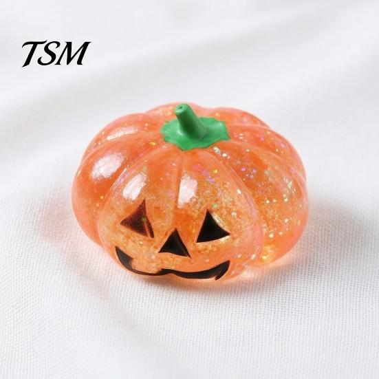 Glitter Pumpkin Desk Toy 1/4Pcs Halloween Stress Relief Toy, Smiling Head Squeeze Clear Fidget Office for Relieve Anxiety Sparkly