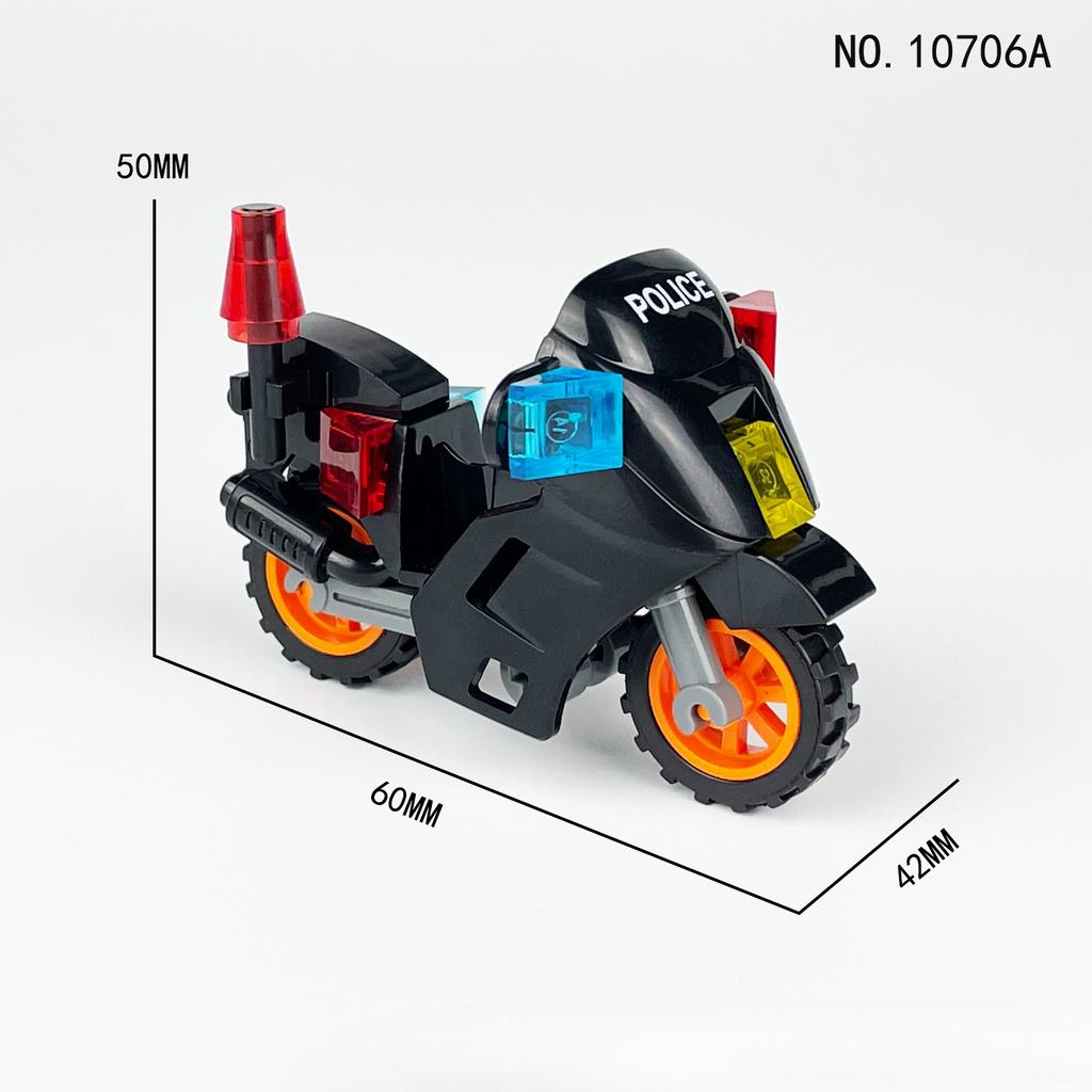 10706A Patrol Motorcycle Black Car Model Children's Building Blocks Toy City Police