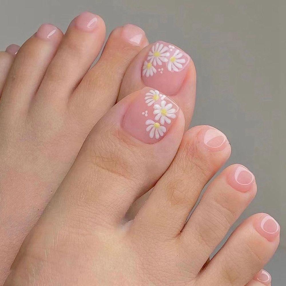 Маникюрный инструмент Искусственные носимые кончики ногтей Цветок Квадратная голова Пальцы на ногах Накладные ногти Накладные ногти