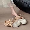 Flat Bottom Bag Head Breathable Mesh Fashionable Versatile Women's Drag Summer Niche Hollow One Word with Half Slippers