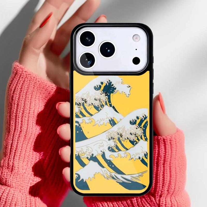Мультяшный Милый Стильный Чехол с Волнами для iPhone 17 16 15 14 13 Pro Max Задняя Крышка для 12 11 Pro Coque