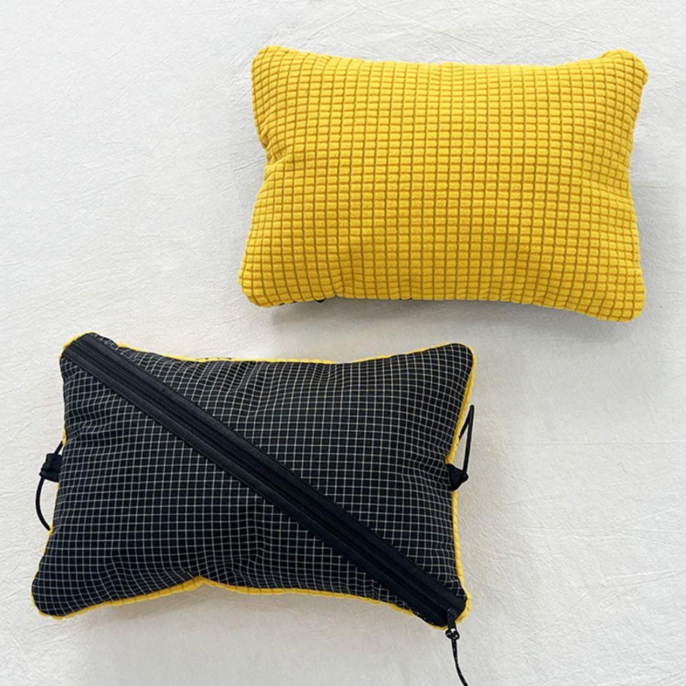 Grid Pattern Pillow Storage Bag 2-in-1 Camping Headrest Durable Travel Pouch  Camping Sleep