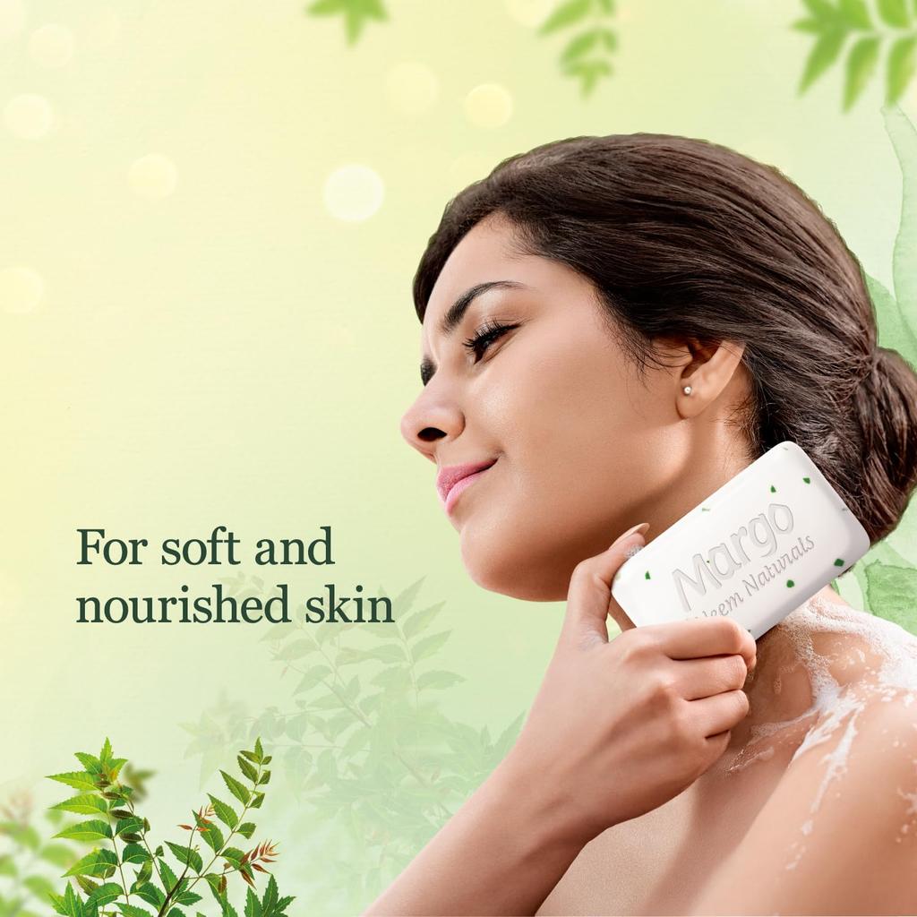Margo Neem Naturals Soap With Aloe Vera & Jasmine For Soft Nourished Skin Pack Of 1 (100gm X 5) | Deep Cleansing & Hydrating Bath Bar