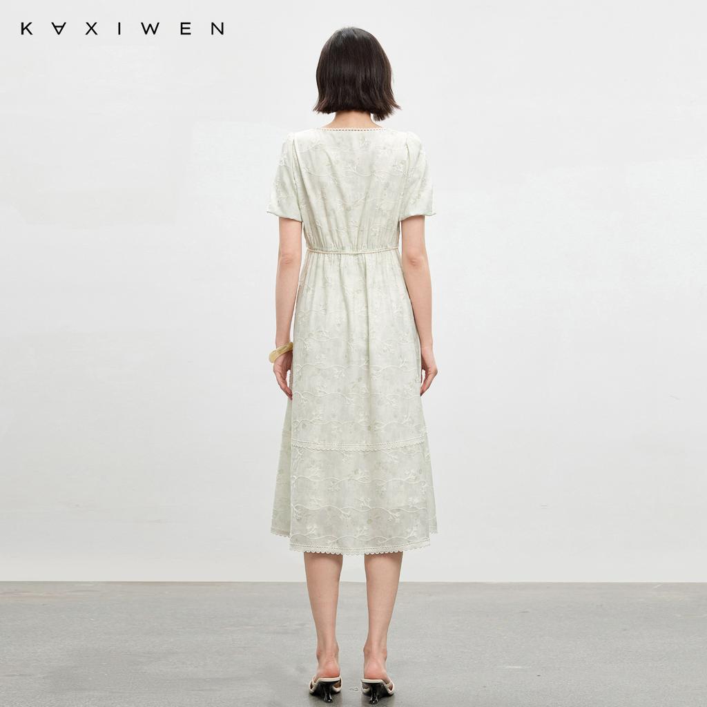 Bubble sleeve waist cinching dress
