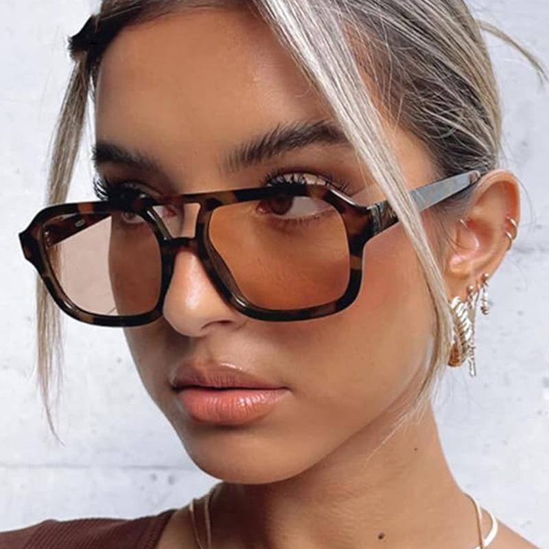 Солнцезащитные очки в европейско-американском стиле для женщин, квадратной формы, с двойной перемычкой, женские, для путешествий и походов, мужские солнцезащитные очки.