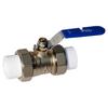Ameiko PPR Brass Ball Valve, Double Union, Hot Melt Weld, Electroplated, Thickened Design.