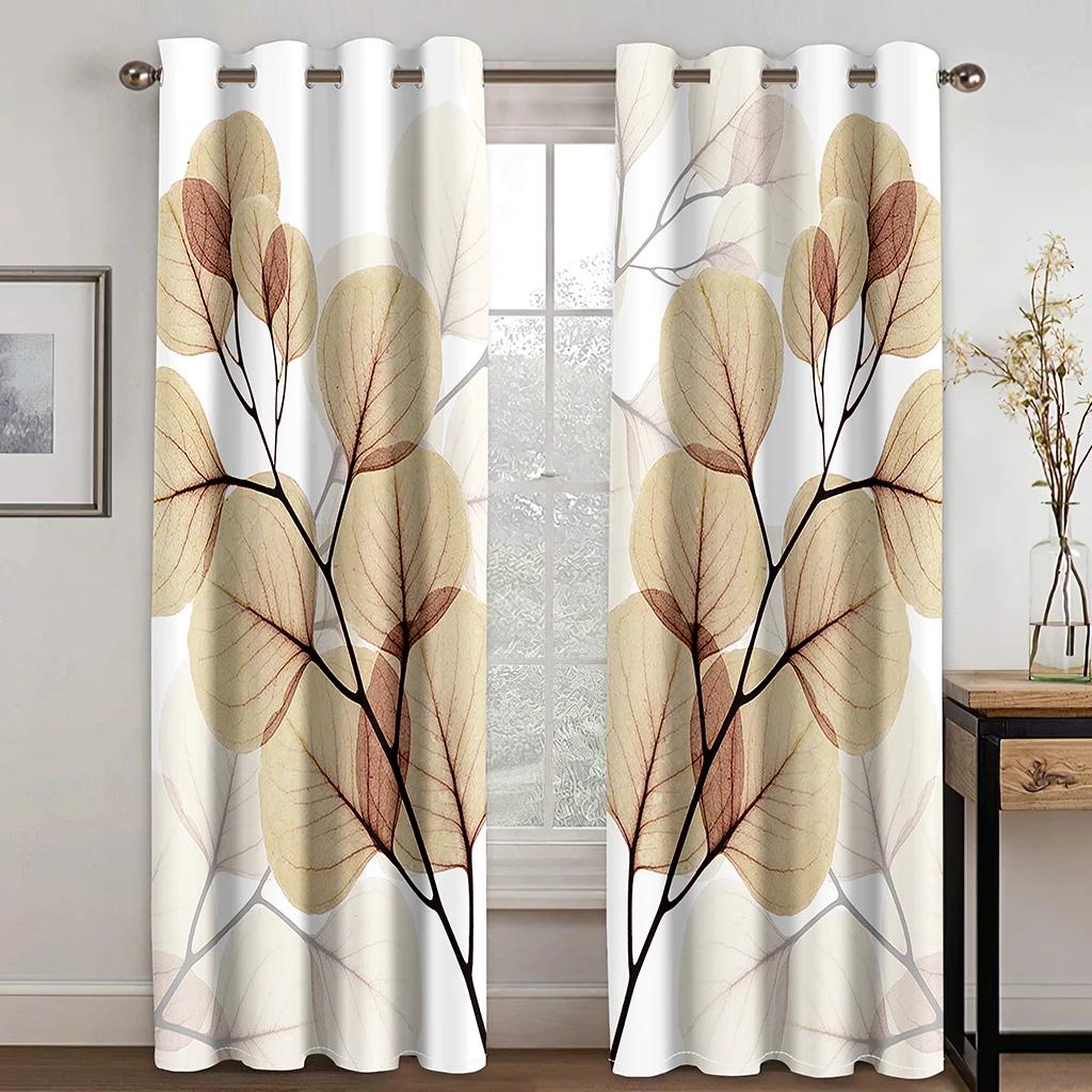 3D зеленые листья тропические шторы для гостиной, жалюзи печать, готовая драпировка, украшение дома