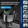4 In 1 Retractable Car Charger with Voltage Display Cigarette Lighter PD QC 3.0 96W Super Fast Charger for iPhone Huawei Sumsung