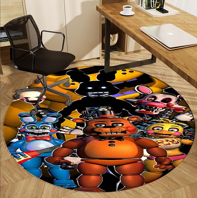 Five Nights at Freddy's Pattern Round Rug, Indoor/Outdoor Mat, for Picnic, Gameroom, Bedroom, Office, Living Room, Home Decor Carpet, Birthday Gift