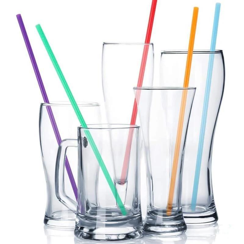 300PCS Colorful Plastic Disposable Large Drinking Straws For Pearl Bubble Milk Tea Smoothie Drink Party Supplies Bar Accessories