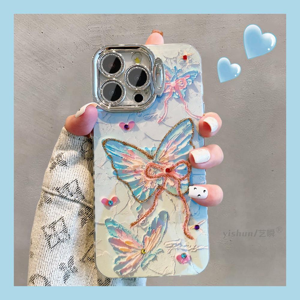 Чехол для телефона iPhone 15 Pro Max 11 12 13 14 Pro Max 14pro 12pro модный красочный узор с бабочками невидимый кронштейн объектива защитная пленка задняя крышка
