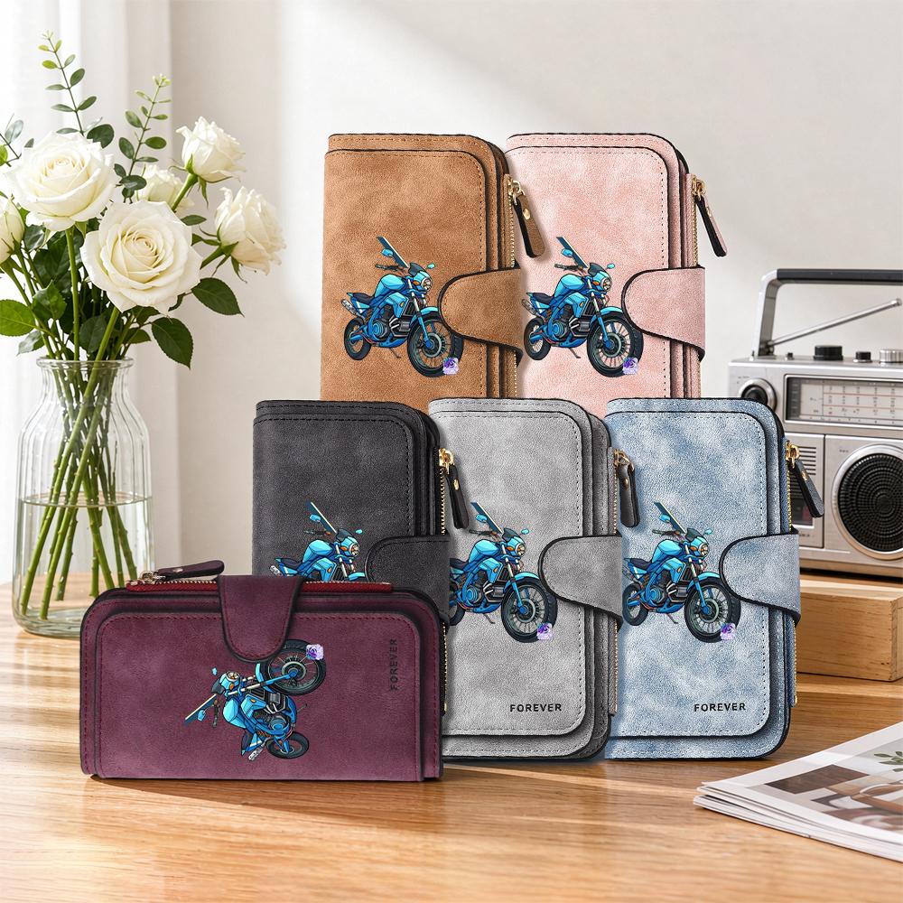 Biker Pattern Long Wallet Fashion Portable Multi Card Slot Forever Purse Casual Daily Use Stylish Pocket
