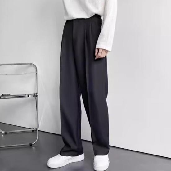 Мужской костюм, брюки, широкие свободные брюки, прямые брюки, формальный деловой стиль, боковые карманы, застежка-молния на пуговицах, однотонные рабочие офисные брюки