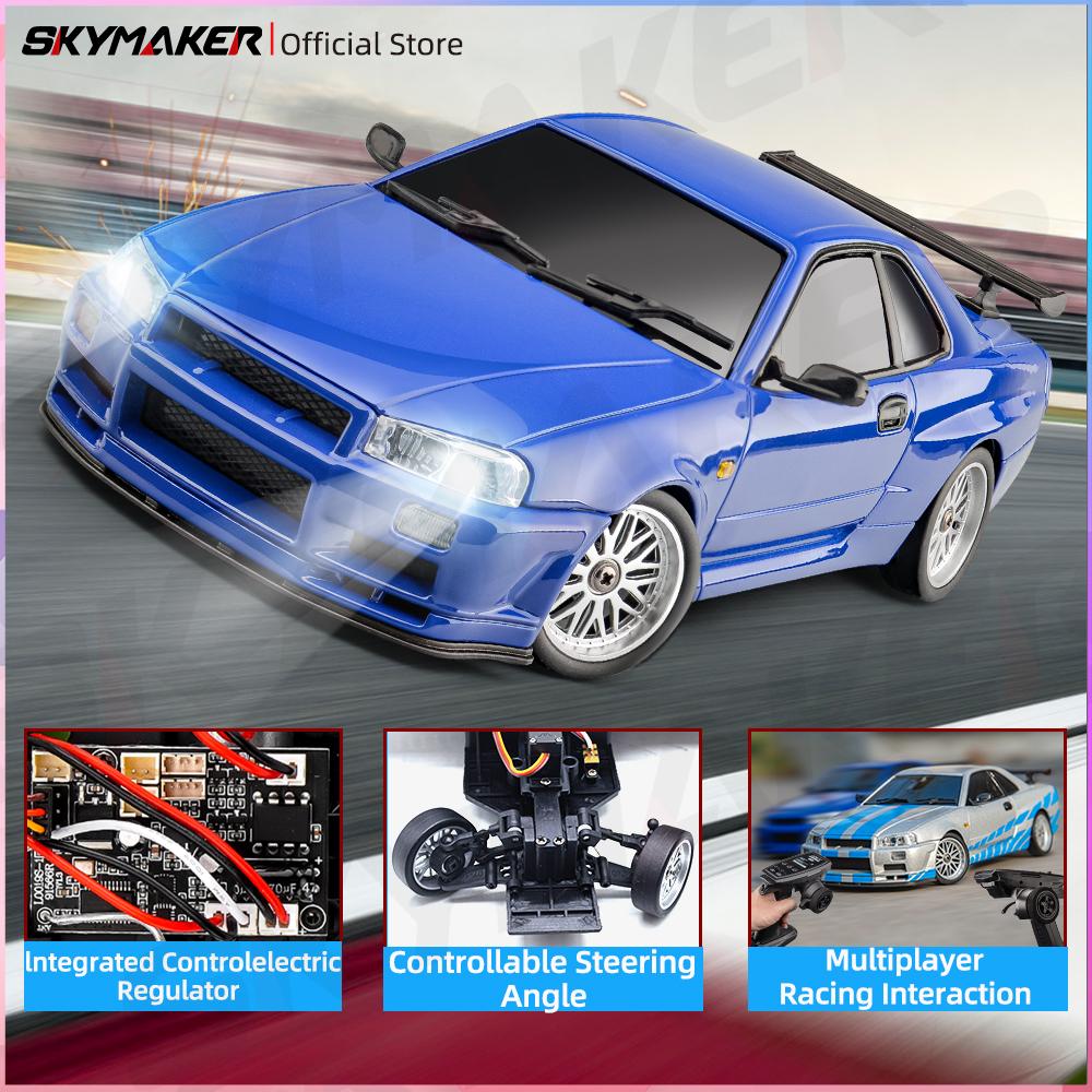 Skymaker Ldrc 1/18 Радиоуправляемая Дрифт-машина Ld1899 Модель GTR R34 2.4 ГГц Задний привод с гироскопом Кузов из сплава для езды по дороге Гоночная машина для мальчиков в подарок