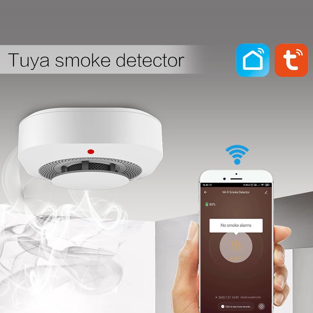 TUYA Smoke Detector Wireless White Color Smoke Sensor Highly Sensitive alarm fire for Home Alarm