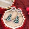 Huitan Christmas Tree Women Drop Earrings Santa Hat Inlaid Shining CZ Winter Accessories Fashion Party Lady Festival JewelryGood product