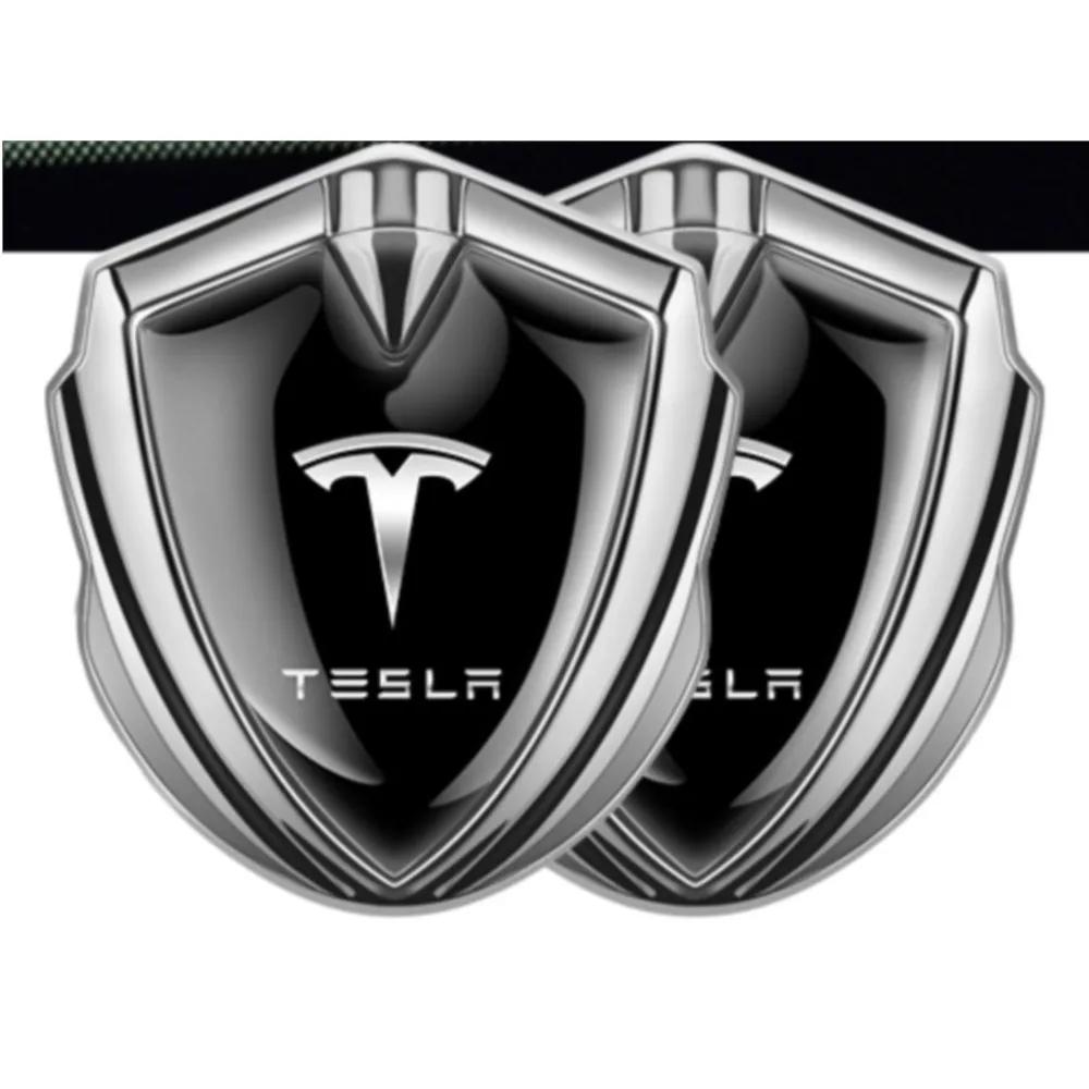 Автомобильная наклейка Tesla 1/2 шт. 3D Металлические наклейки на кузов автомобиля Индивидуальные значки Декорация Автоаксессуары Для Tesla Model 3 Y X S Roadster Cy