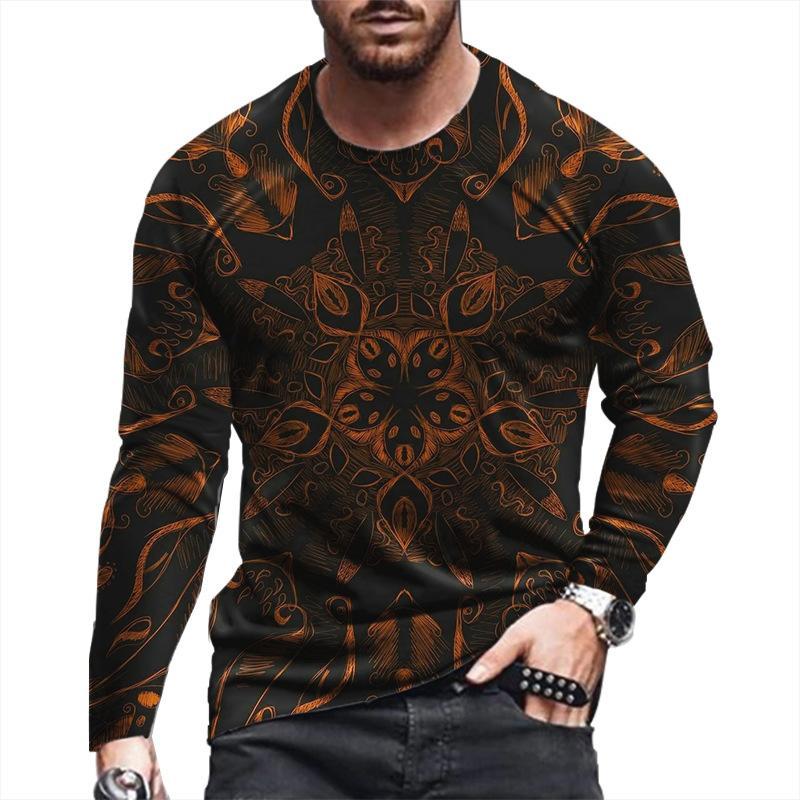 Spring Autumn Men Casual 3D Digital Print Hip Hop T Shirt Men Sport Long Sleeve Round Neck Fitness Tops T Shirt