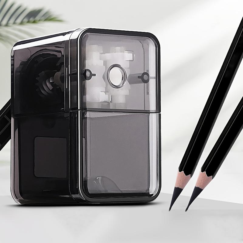 Черная ручная точилка для карандашей с прозрачным отсеком - Многофункциональный ручной инструмент для заточки для студентов, школ, классов и художников