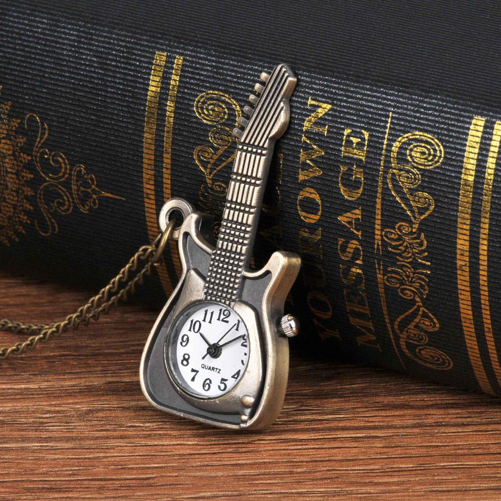 Bronze Guitar Pocket Watch 8892