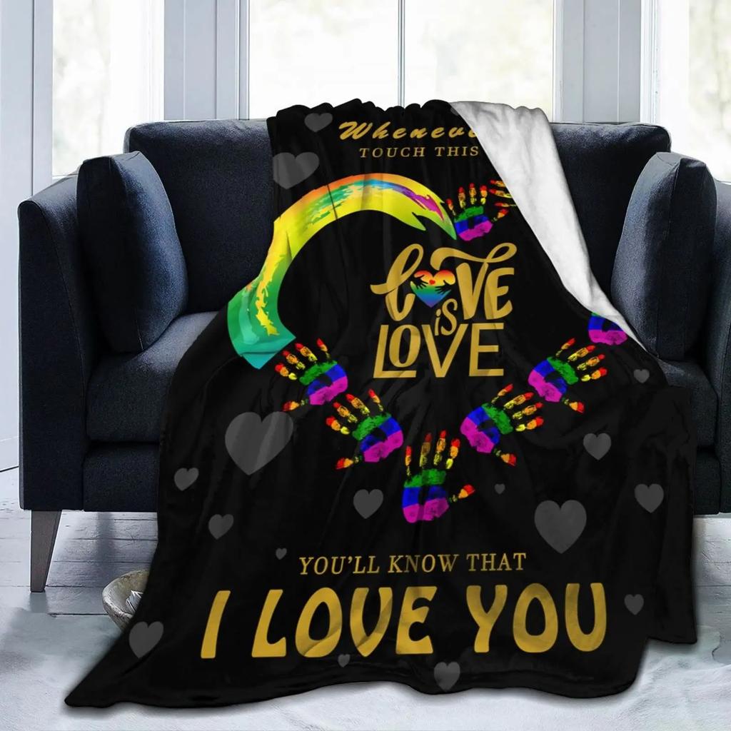 Throw Blankets LGBT Gay Pride Lesbian Rainbow Flannel Blanket for Couch Sofa Blankets Large Bedding Gifts for Christmas New Year