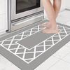 Anti Fatigue Kitchen Rugs, Waterproof Grey and White Non-Slip Thick Cushioned Kitchen Mat Heavy Duty Comfort Standing Mat for Kitchen