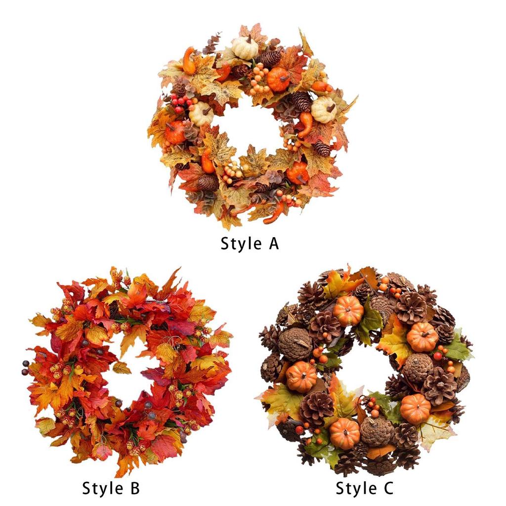 Fall Wreath Front Door Harvest for Indoor Festival Outdoor Halloween
