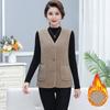 Women's Autumn and Winter Solid Color Plus Size Loose Thickened Warm Vest Elderly Leisure Temperament Sleeveless Jacket