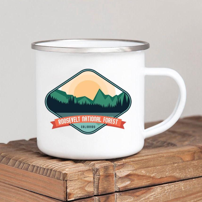 Эмалированная кружка для кофе Forest Camp Adventure Together Camping Cup Идея подарка для Camper Campfire Кружки для походов на открытом воздухе Фестиваль путешествий