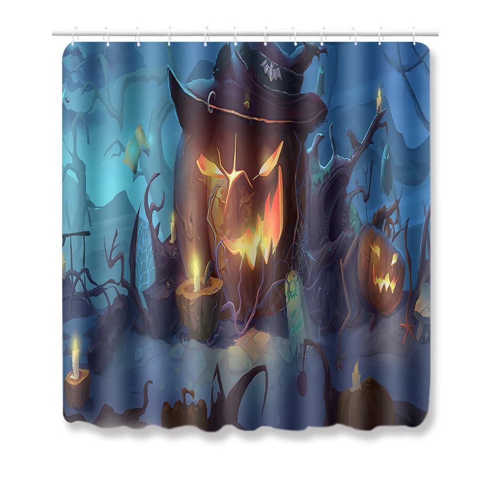 Halloween Shower Curtain Floor Mat Combination Four-Piece Set Kitchen Absorbent Non-Slip Carpet Bedroom Door Mat