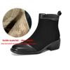 Krazing Pot Cow Skin Cow Suede Winter Square Toe Thick Heels Chelsea Fashion Boots Women Zipper Patch Work Women Ankle Boots