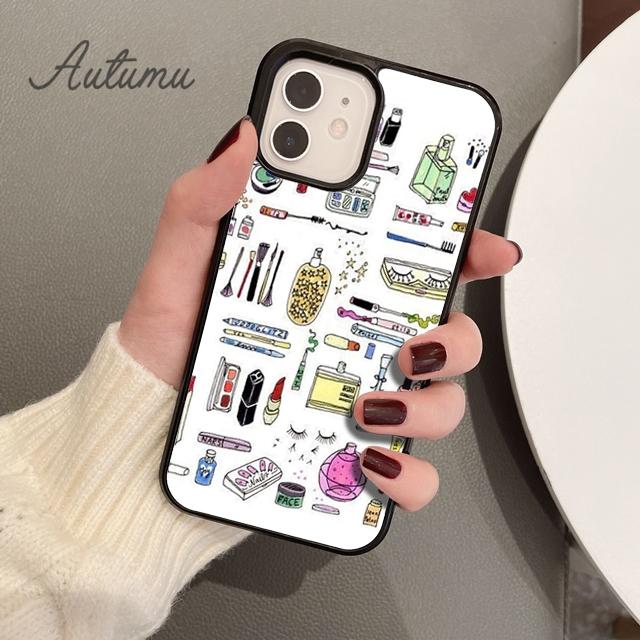 Чехол для телефона с тушью и губной помадой для iPhone 11 12 13 14 Pro Max mini XR XS SE 2020 6S 7 8 Plus Galaxy S21 S22