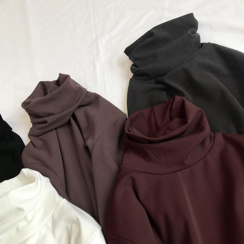 Women's Slim Fit High Collar Velvet Long-Sleeve T-Shirt for Autumn/Winter 2024