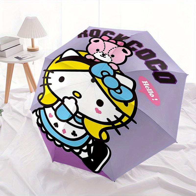Hello Kitty, Rock Coco Automatic opening and closing folding umbrella with 8 rib frame and compact travel design, perfect for all occasions
