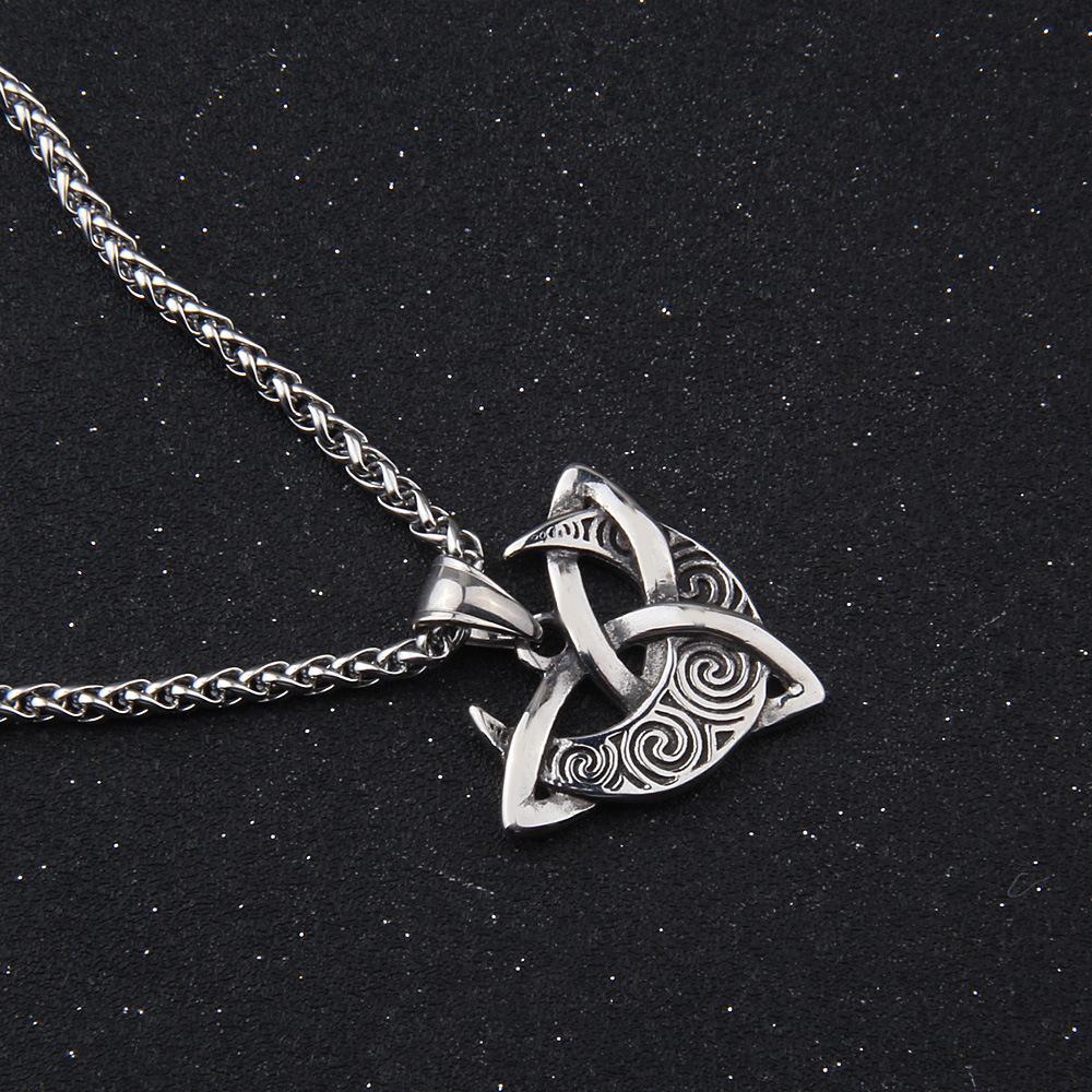 Ожерелье из нержавеющей стали с подвеской в виде кельтского викинга Triquetra Trinity Knot Crescent Moon