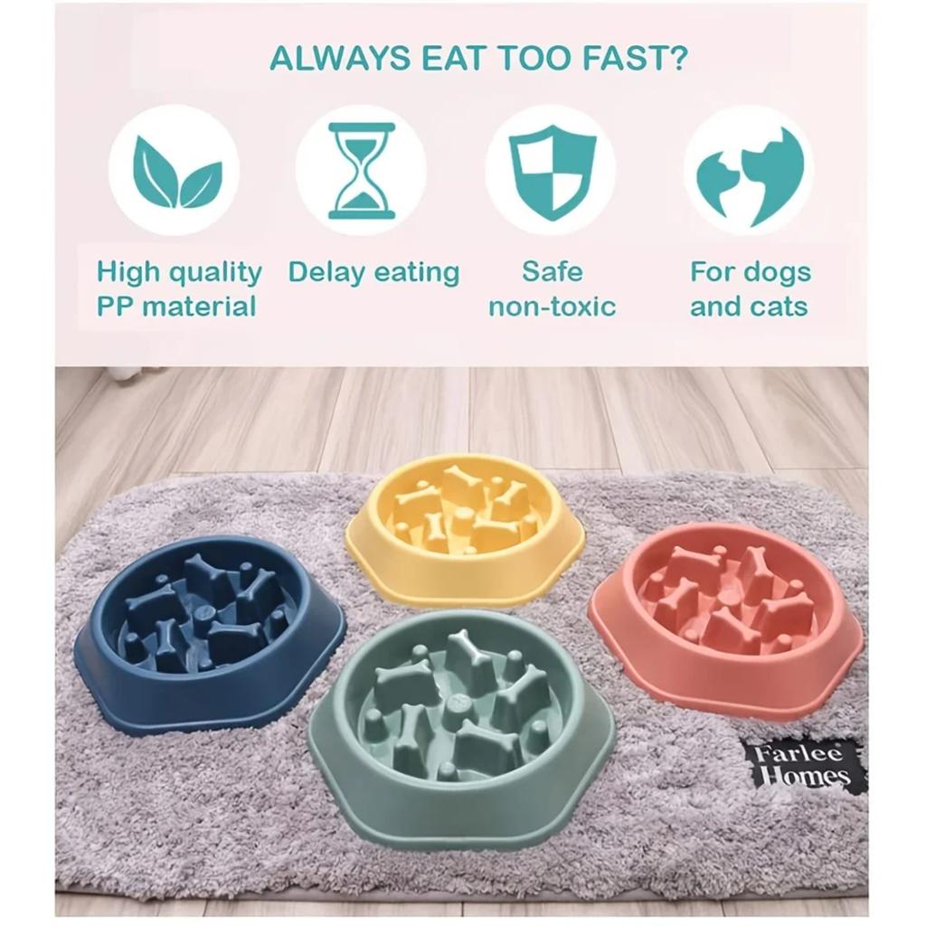 New Large Capacity Slow Feeder Pet Bowl for Dog and Cat - Anti Slip, Non-choking Design for Anxiety Relief - Slow Food Feeding P